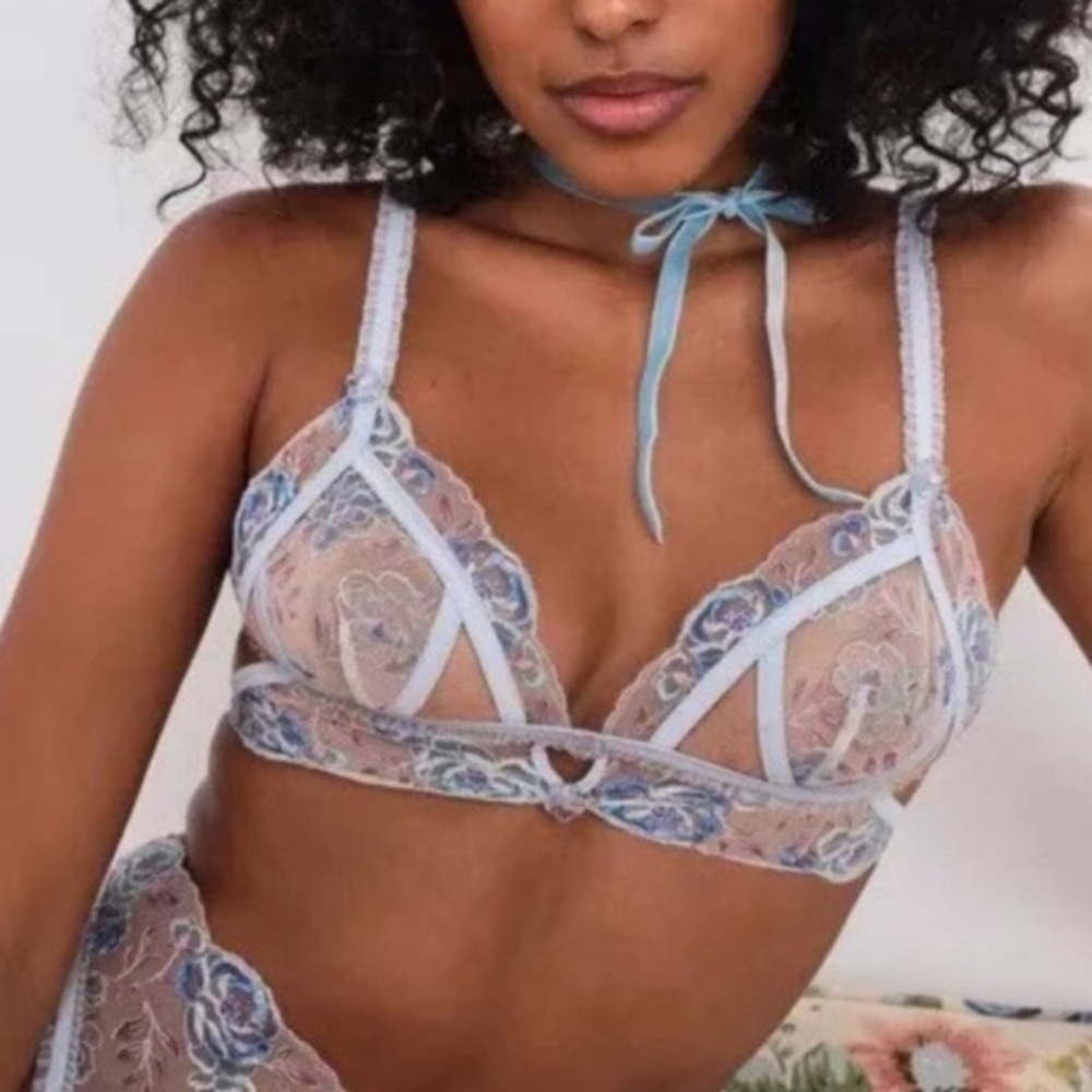 New! For love and lemons sorbet rose lace triangle bralette bra 10140